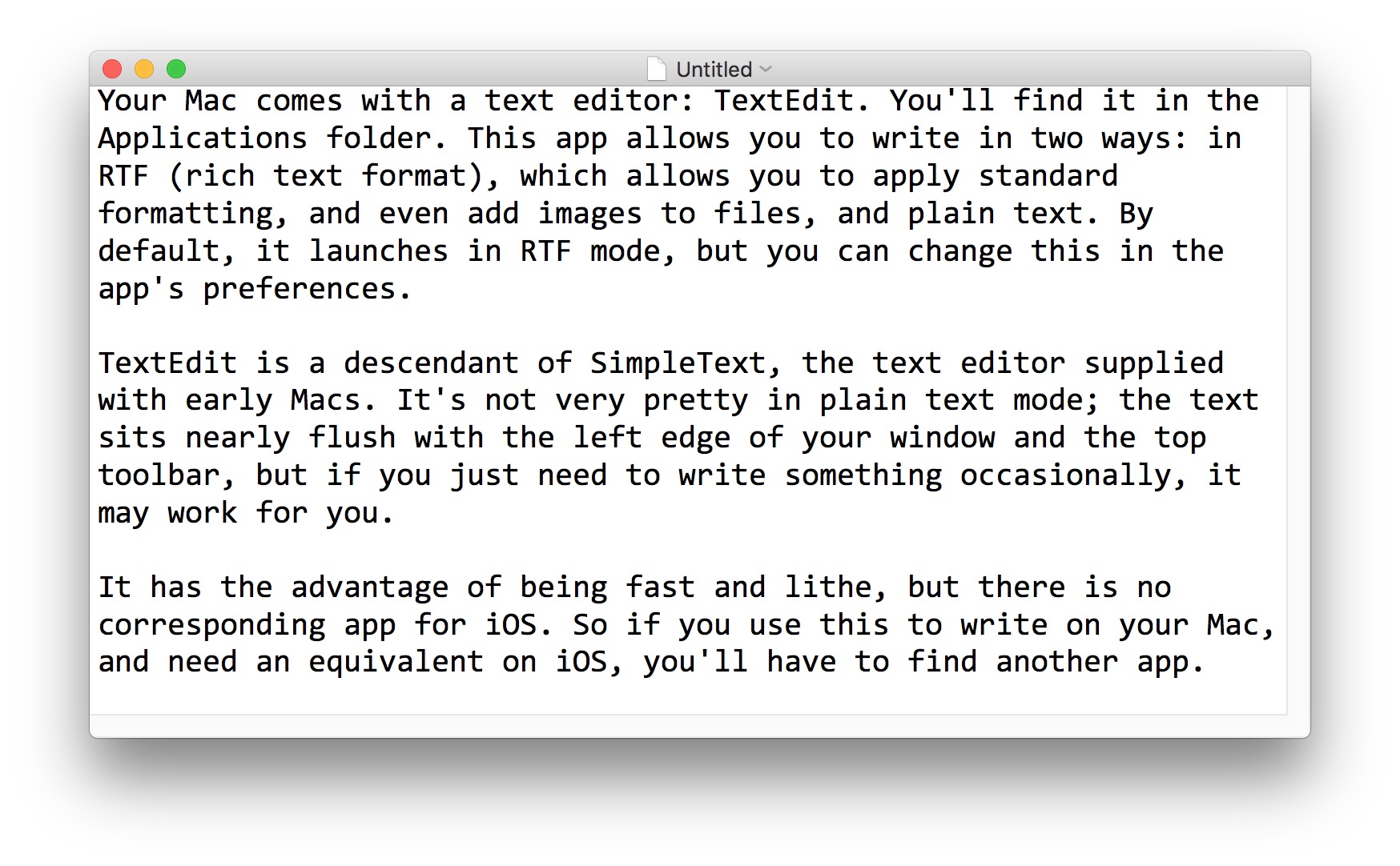 default text program for mac